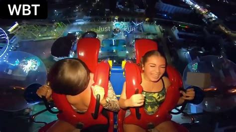 nipple slip on slingshot ride|Slingshot Wardrobe Malfunction Compilation 